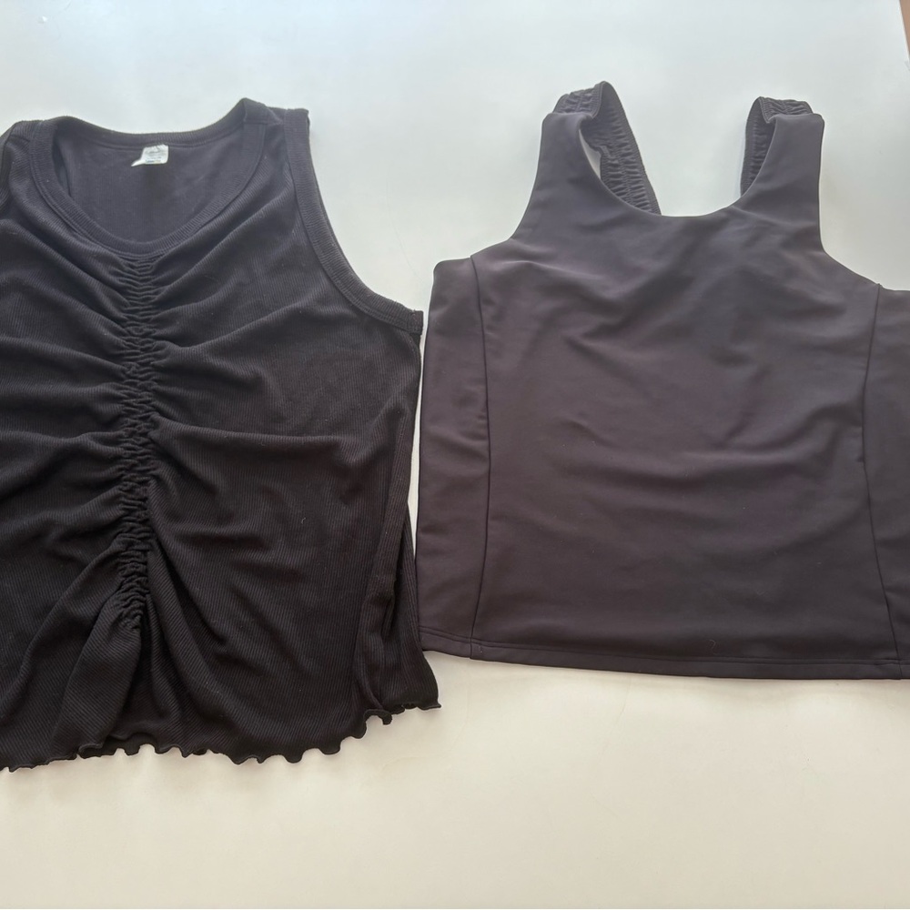 Old Navy Girls Black Ruched and Smooth Tank Tops Size XXL 18